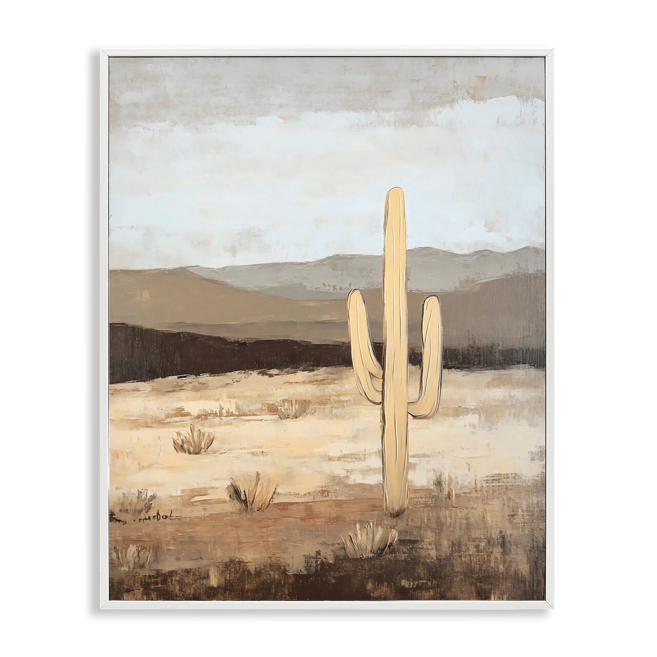 Stupell Industries Neutral Western Scene with Cactus Framed Giclee, design by Franklyn Gregory